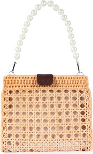 Jelavu Faux Pearl Top Handle Rattan Bag