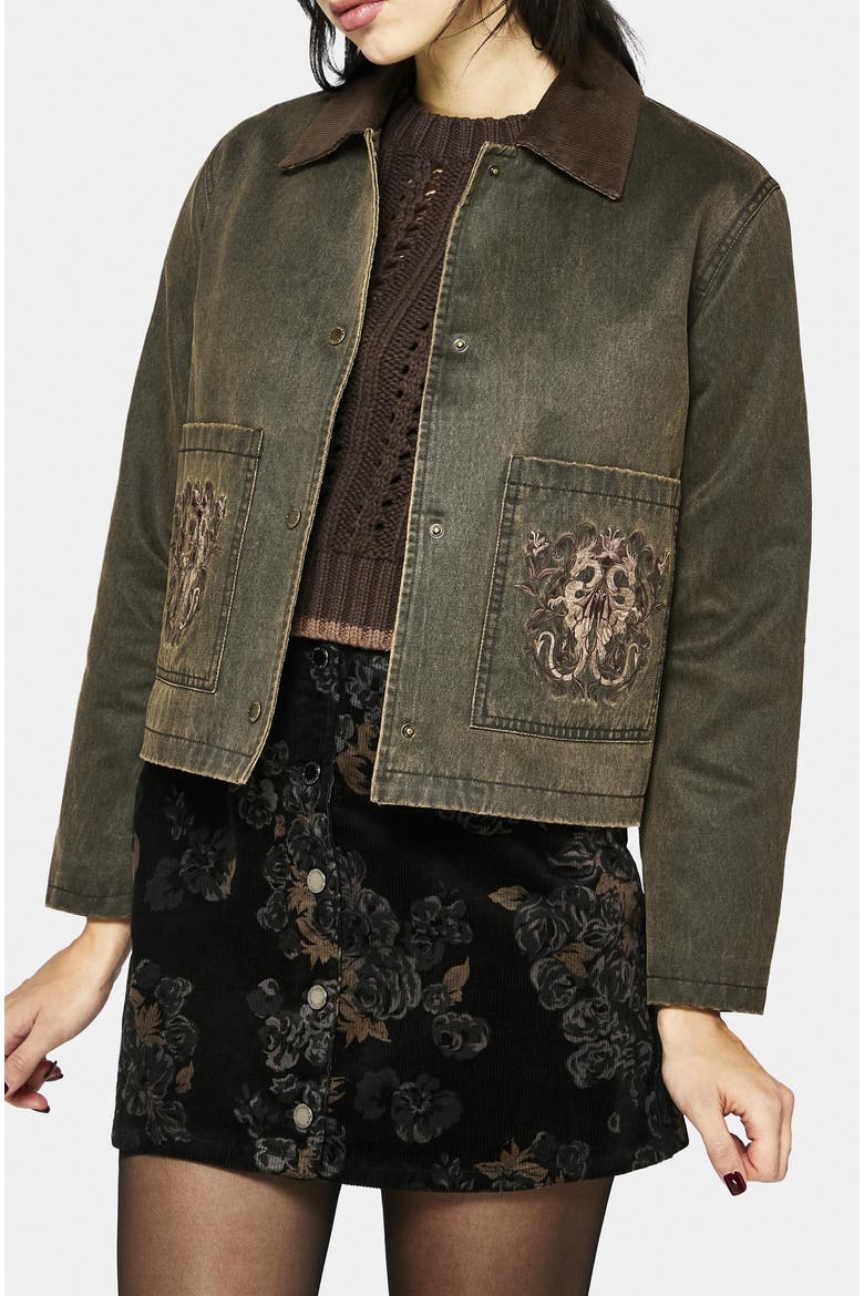 Cropped Waxed Coat, Main, color, Brown