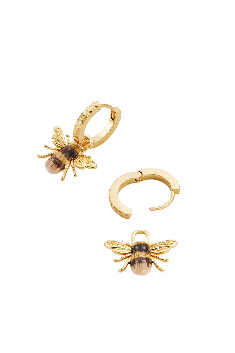 Honey Bee Hoop Earrings, Alternate, color, Gold