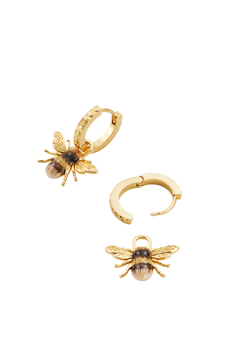 Fable England Honey Bee Hoop Earrings, Alternate, color, Gold