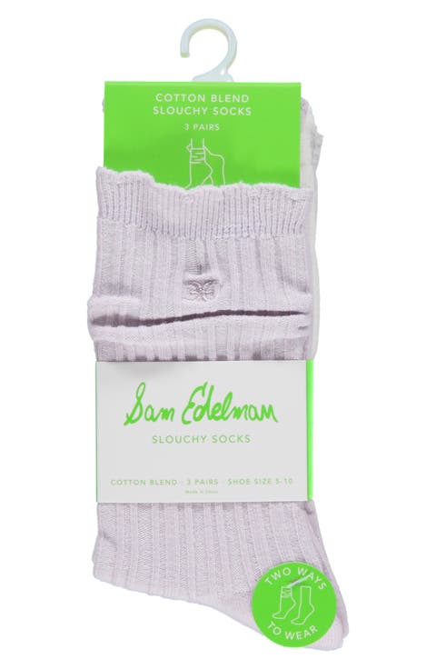 3-Pack Cotton Blend Slouchy Crew Socks