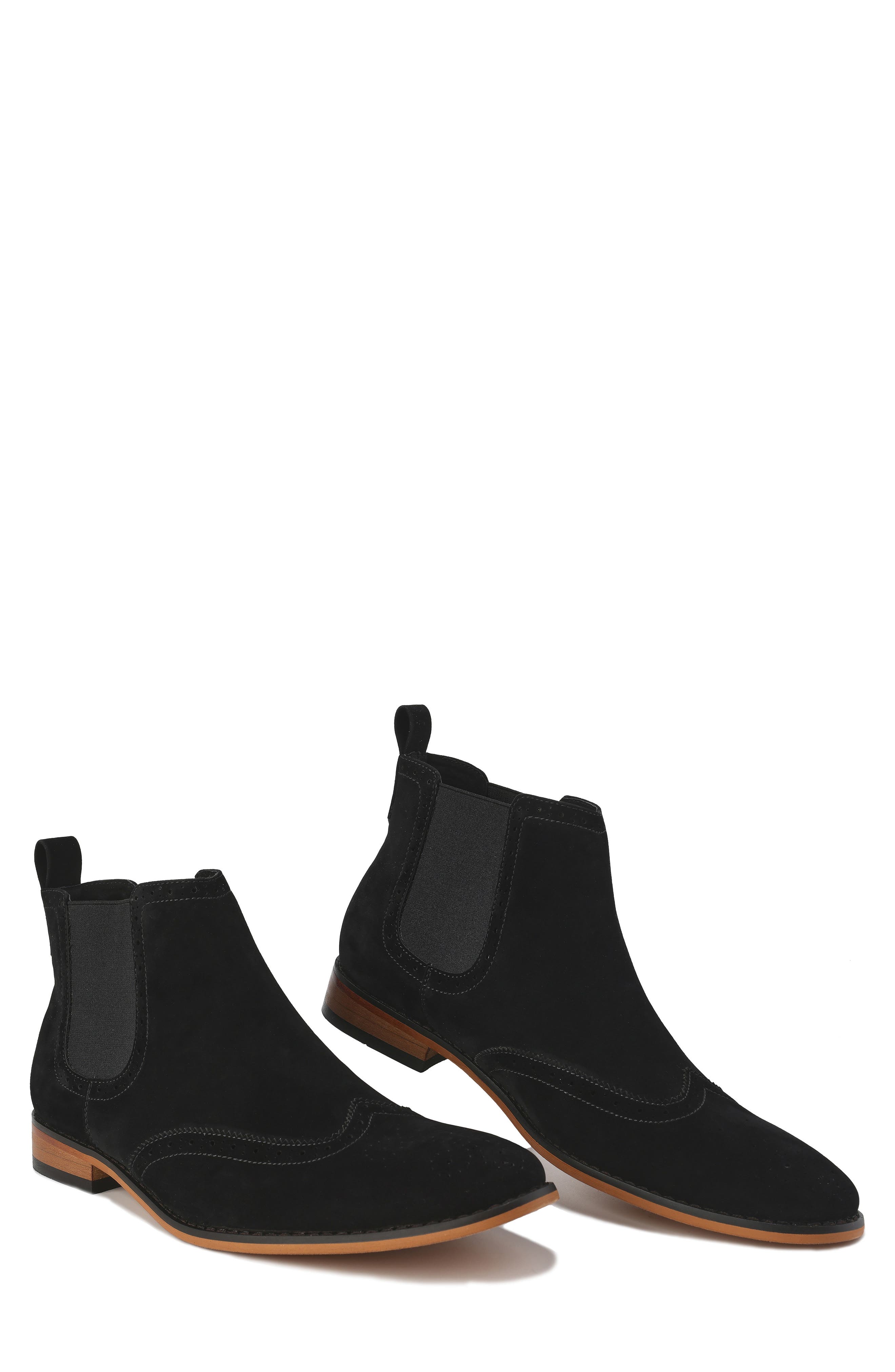 Gino Vitale Wingtip Chelsea Boot, Alternate, color, Black