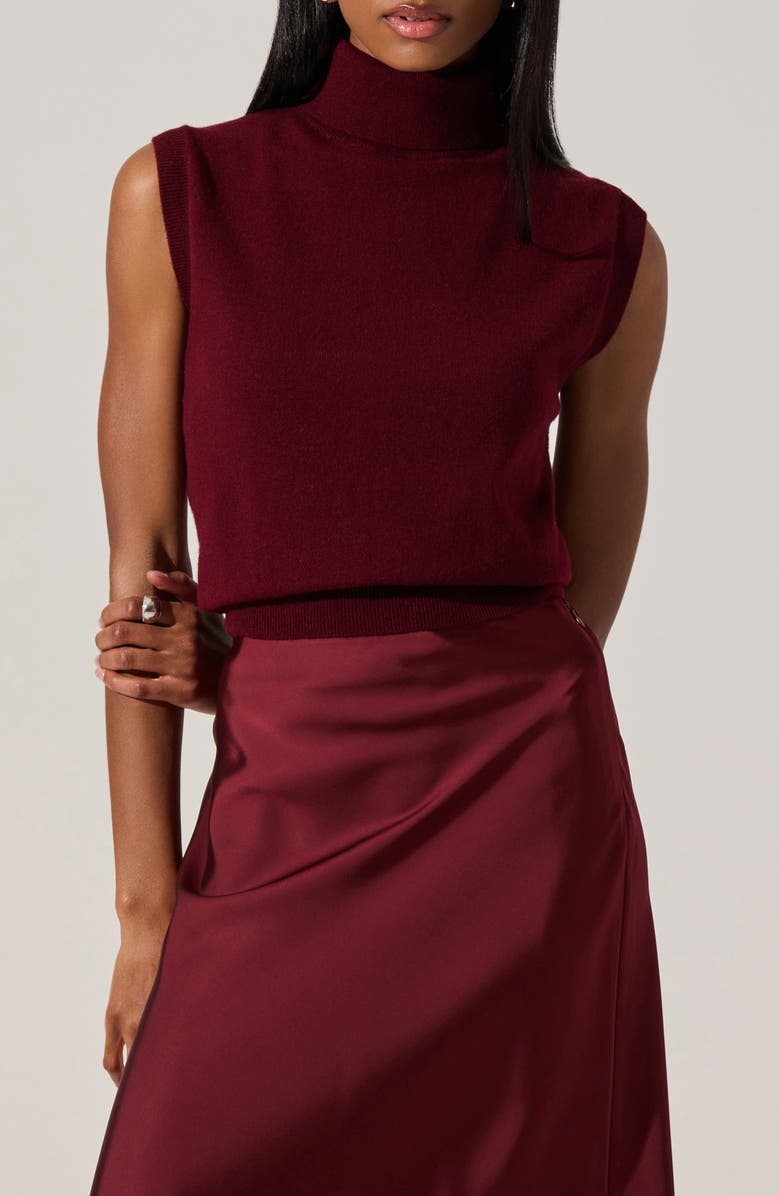 ASTR the Label Avah Turtleneck Wool Blend Sweater Vest, Main, color, Wine