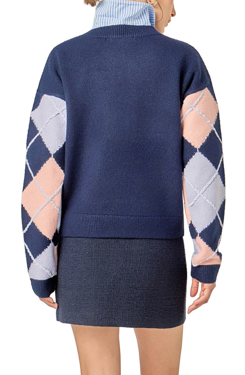 English Factory Argyle Sweater, Alternate, color, Navy Multi