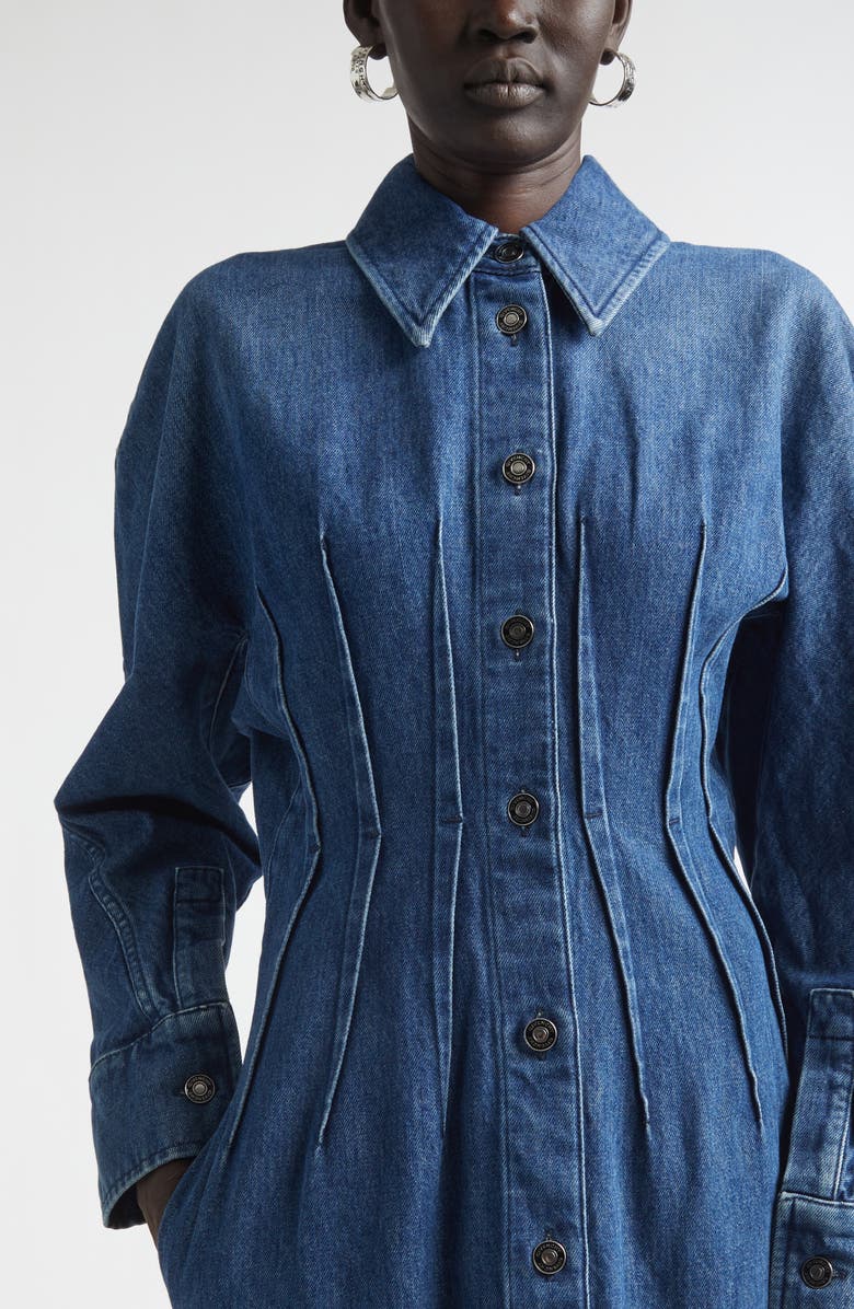 Givenchy Long Sleeve Denim Cocoon Dress, Alternate, color, Medium Blue