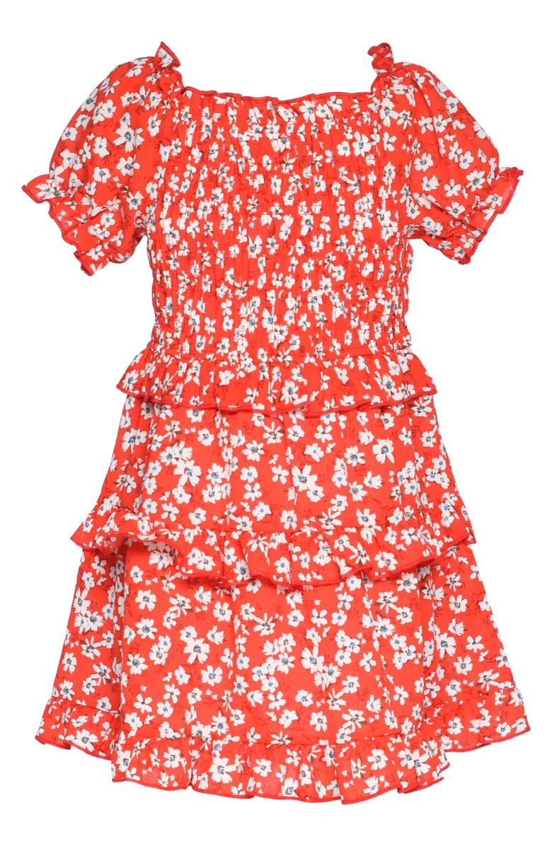 Truly Me Kids' Floral Tiered Dress, Main, color, 