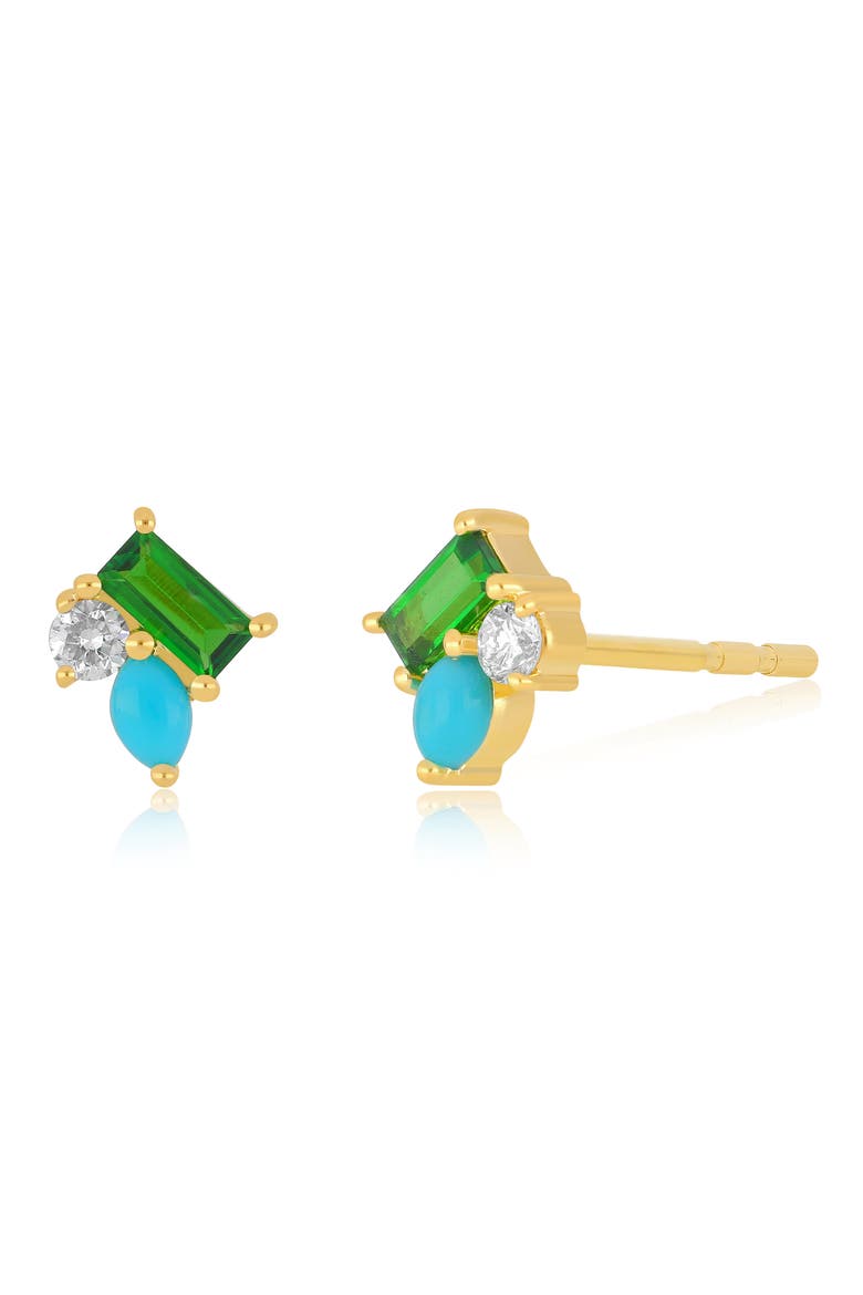 Triple Treasure Stud Earrings, Main, color, 14K YELLOW GOLD
