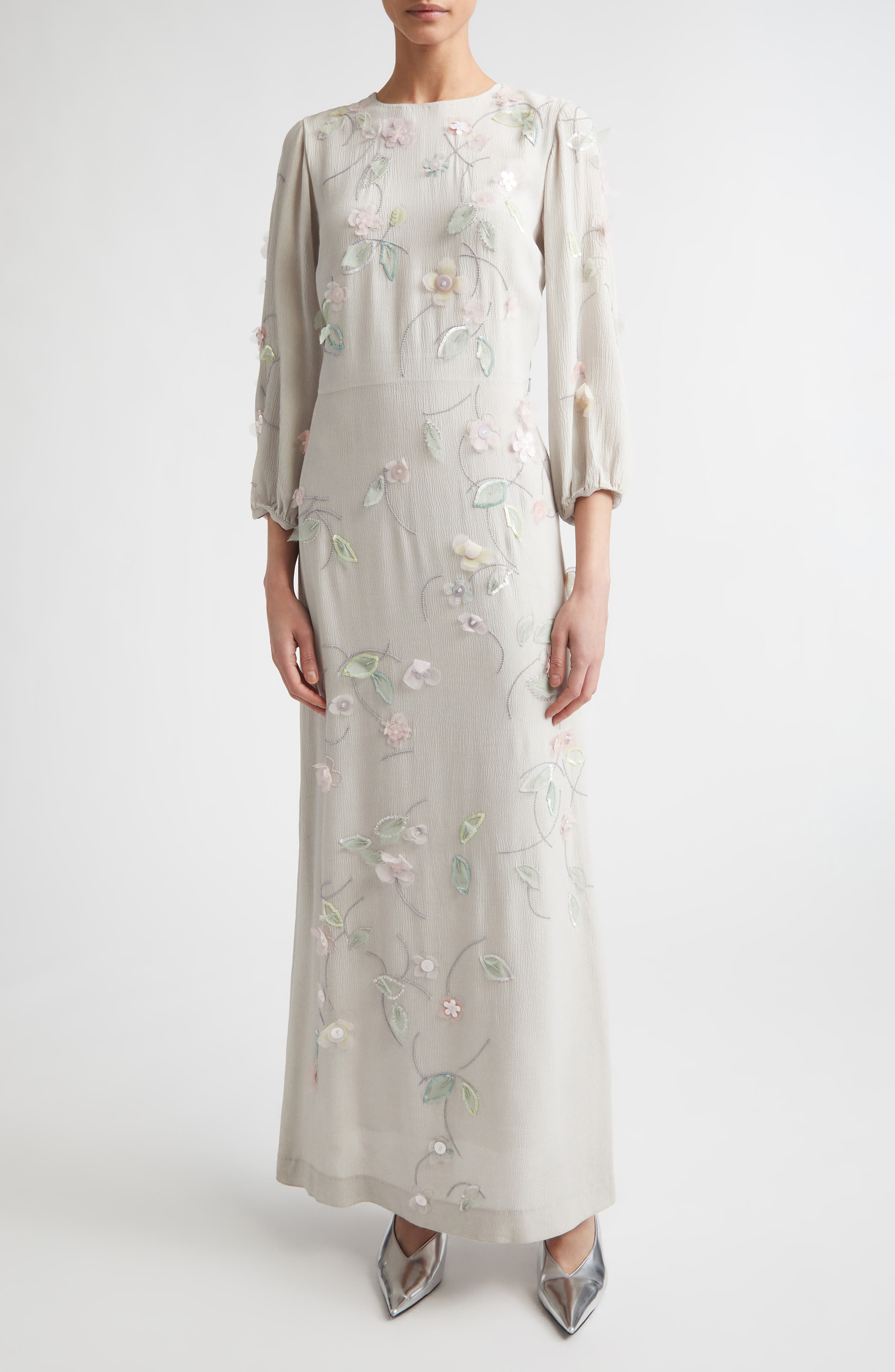 selected CLEMATIS EMBROIDERY ON PEARL