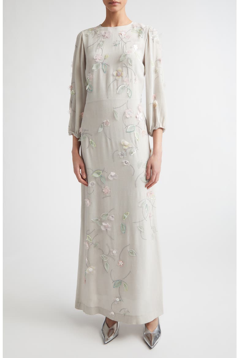 Berna Embroidered Crinkle Maxi Dress, Main, color, CLEMATIS EMBROIDERY ON PEARL