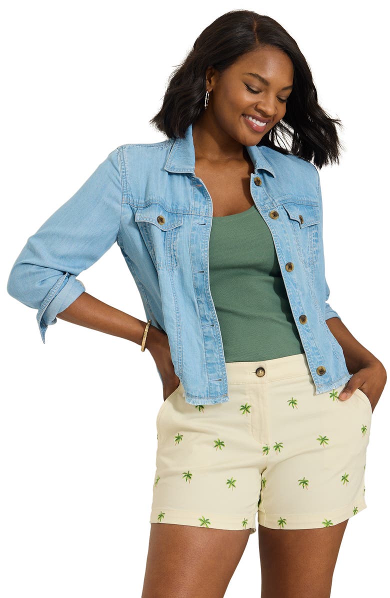 Tommy Bahama Palm Paradise Boraca Cotton Blend Shorts, Alternate, color, Vanilla Ice