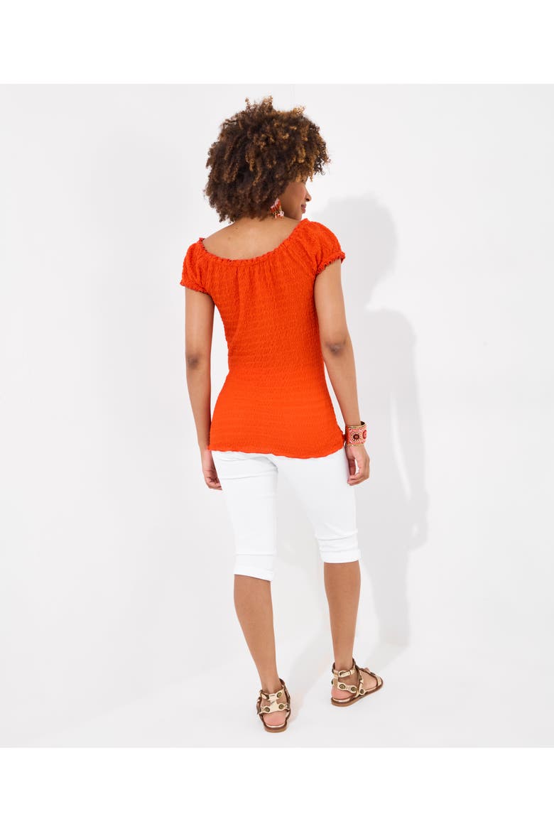 Stretchy Off The Shoulder Tee, Alternate, color, VIBRANT ORANGE
