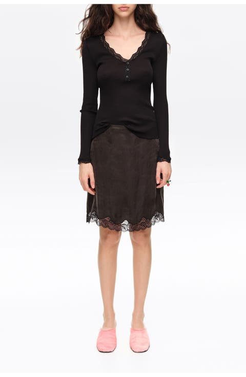 Lace Hem Mini Skirt