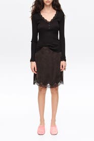 Bimba y Lola Lace Hem Mini Skirt