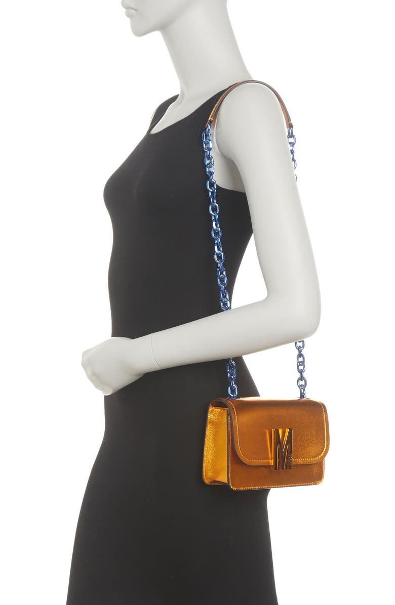 Moschino Metallic Leather Shoulder Bag, Alternate, color,