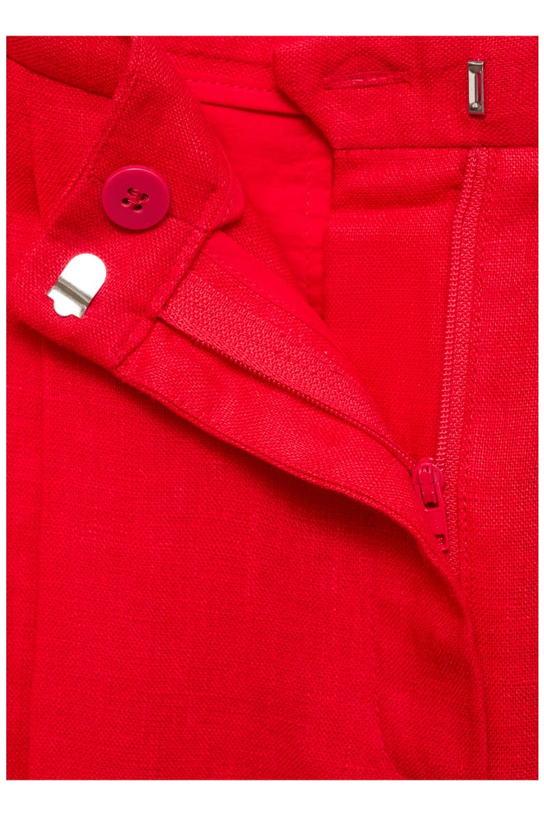 Limona Pleat Front Wide Leg Linen Pants, Alternate, color, RED