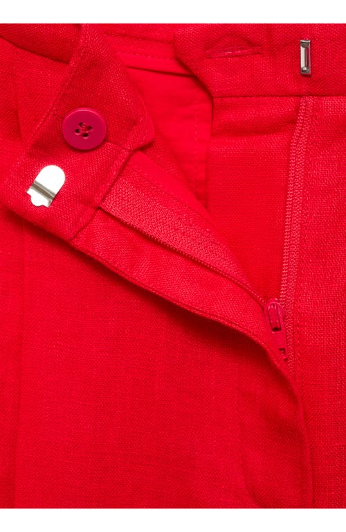 Mango Limona Pleat Front Wide Leg Linen Pants In Red