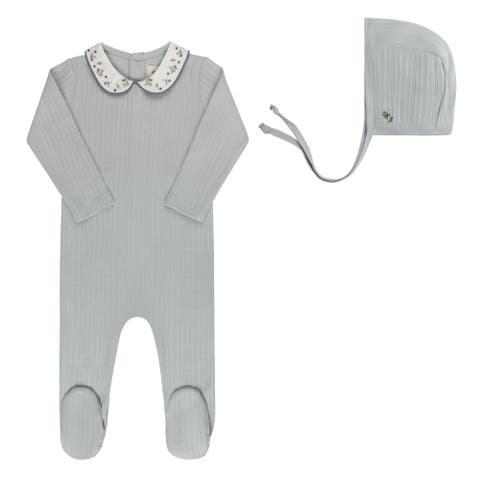 Embroidered Collar Collection -  Footie + Bonnet
