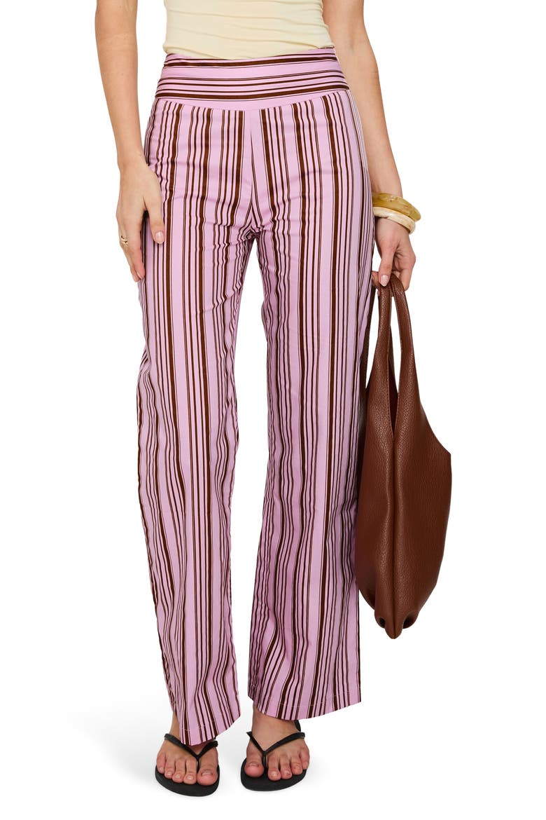 Leocadie Stripe Cotton Pants, Main, color, PINK STRIPE