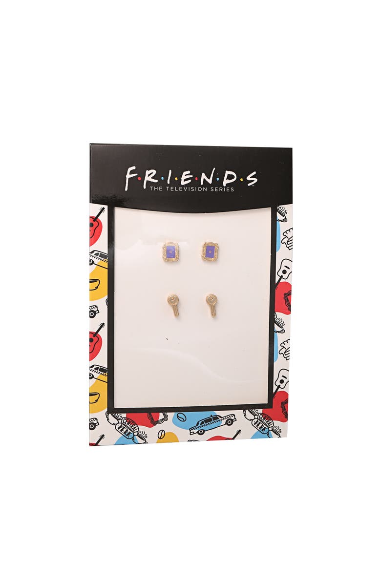 Friends Peephole Frame and Key Stud Earrings, 2 Pair Set, Alternate, color,
