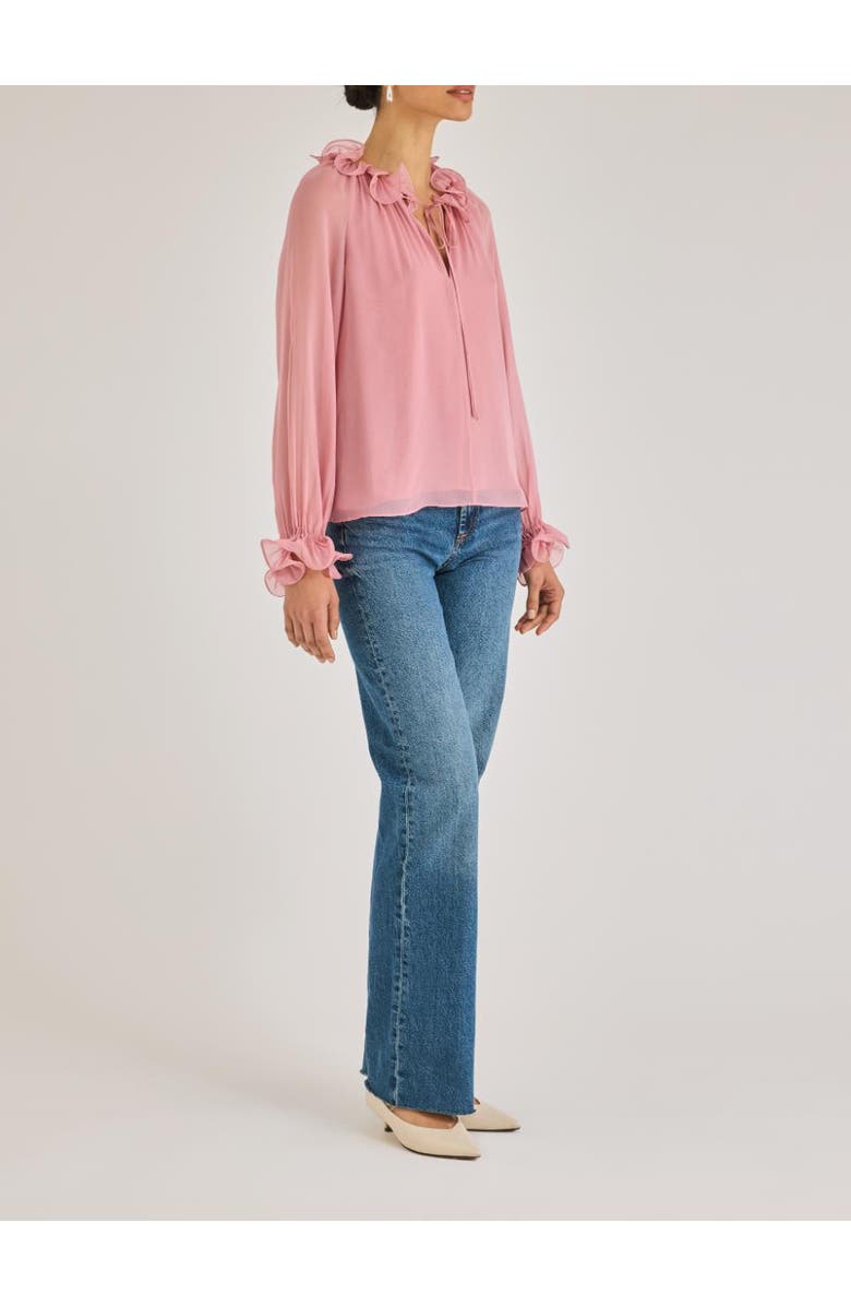 Rebecca Taylor Sarita Long-Sleeve Top, Alternate, color, Foxglove