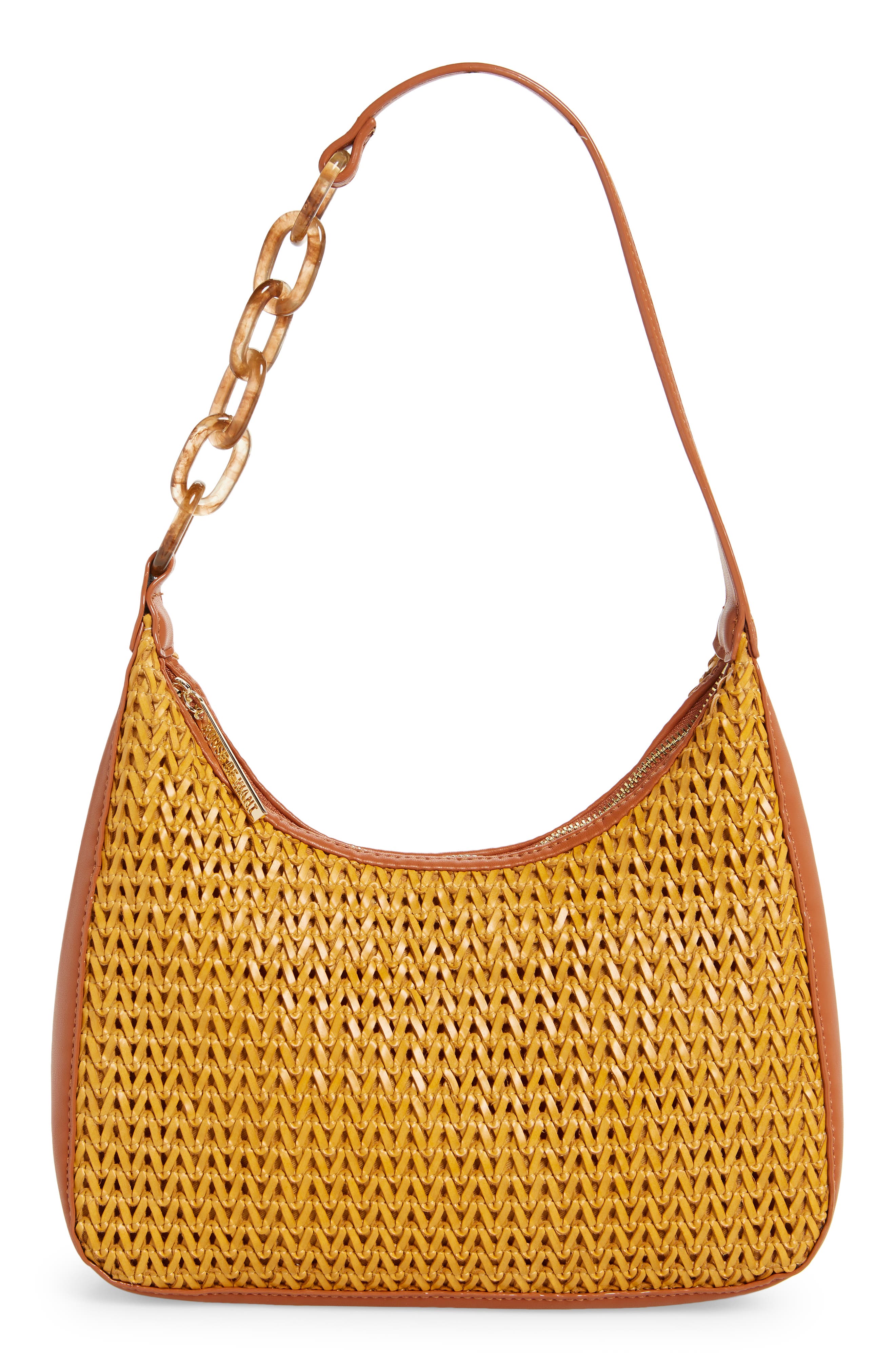 Newbie Vegan Leather Hobo, Main, color, TAN WOVEN