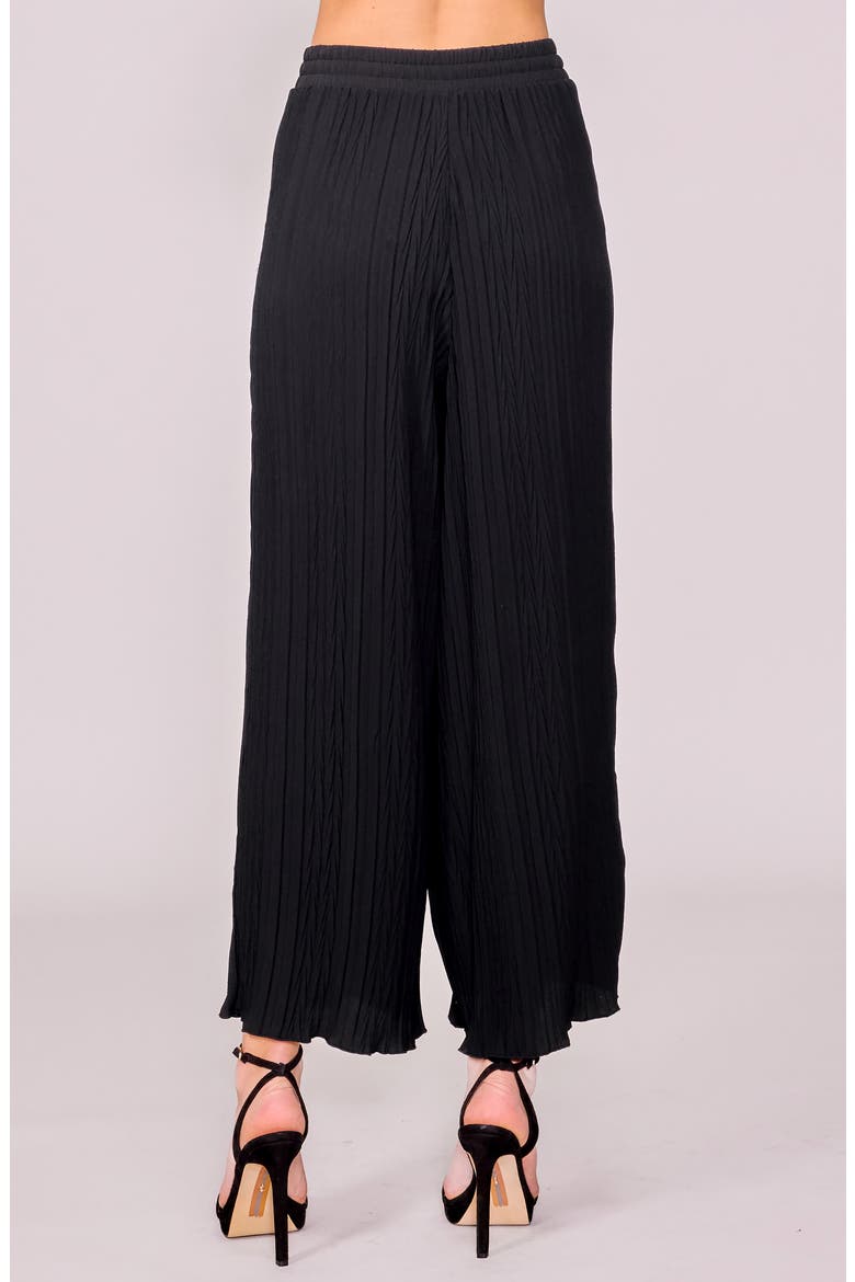 Crinkle Pleat Wide Leg Drawstring Pants, Alternate, color, BLACK