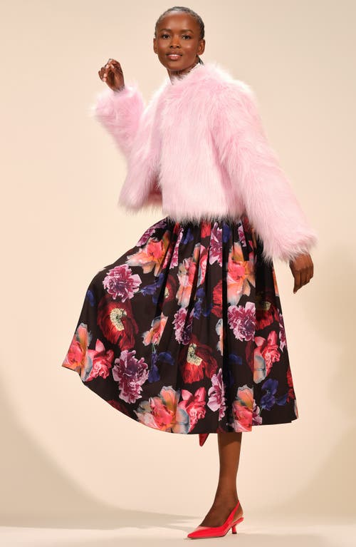 Isaac Mizrahi New York Crop Faux Fur Coat In Pink