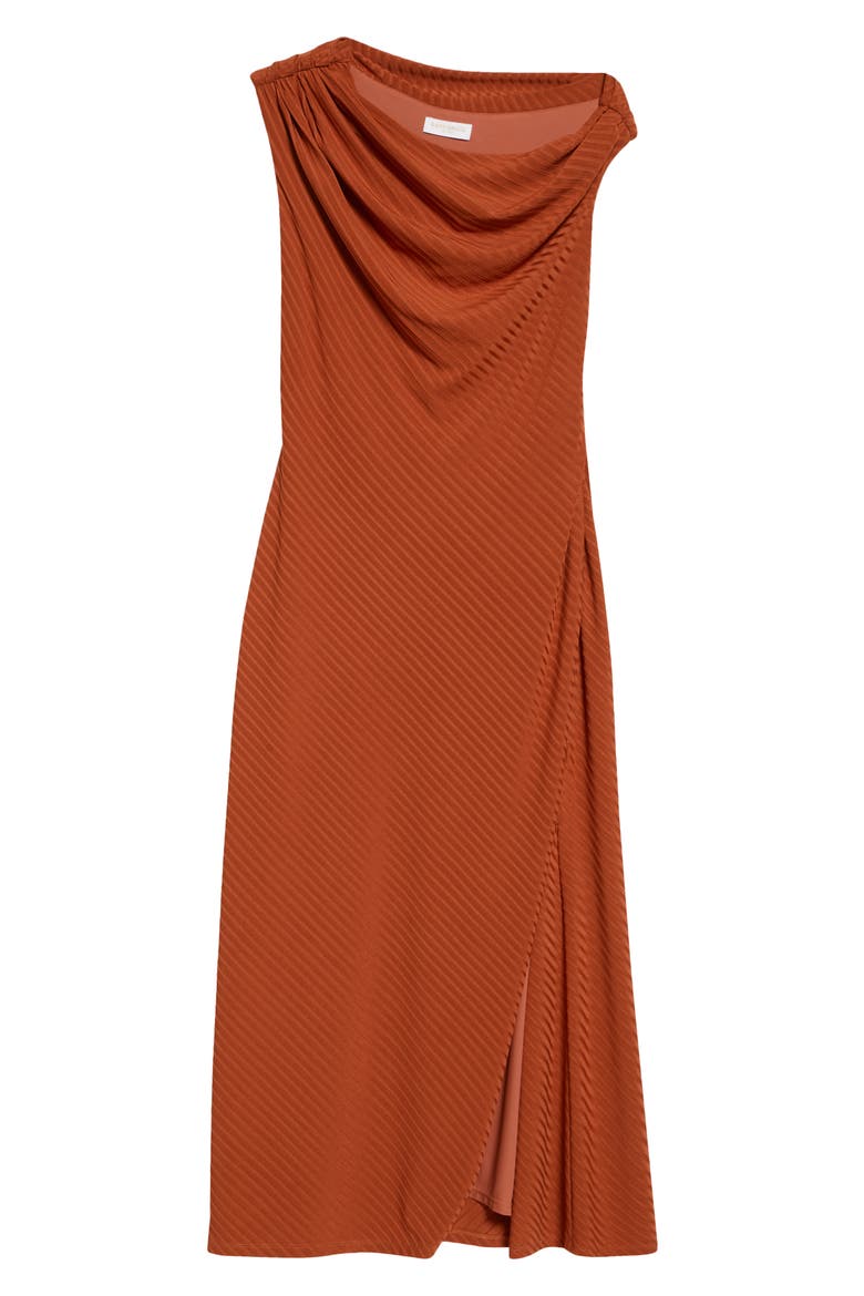 Benja Asymmetric Ruched Dress, Alternate, color, AMBER