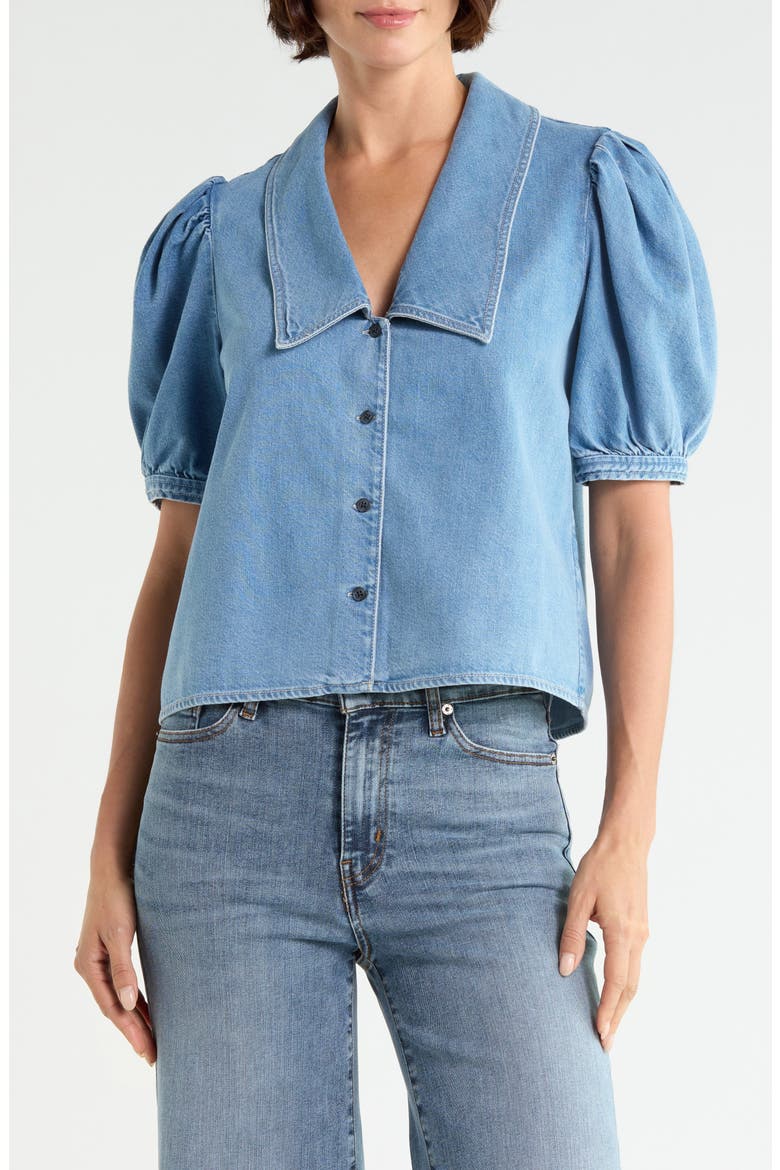 Sailor Collar Denim Shirt, Main, color, STARLET