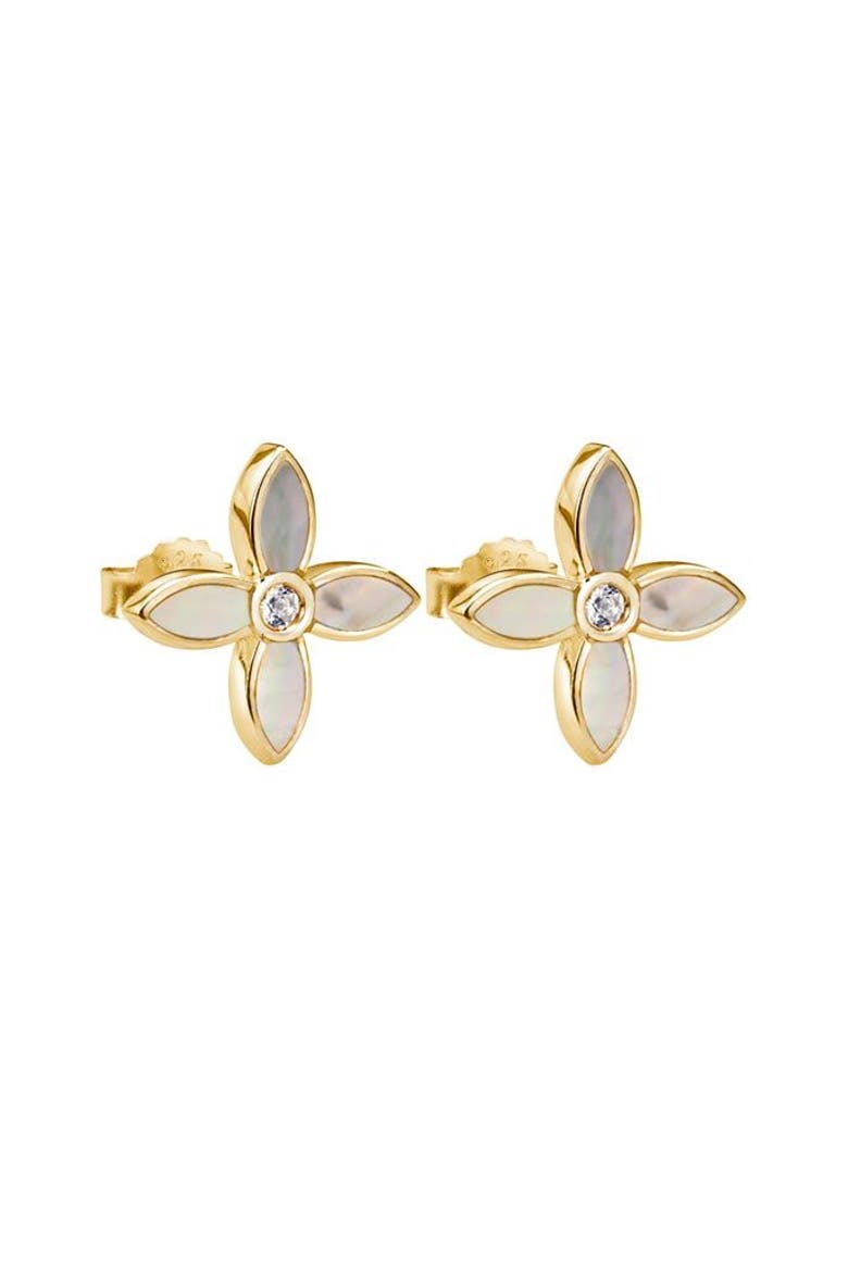 Floral Stud, Main, color, Yellow Gold