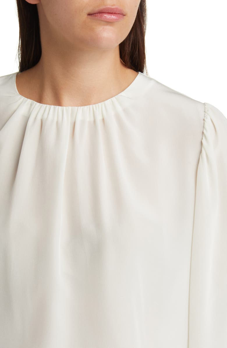 BOSS Bagana Silk Blouse, Alternate, color, Soft Cream