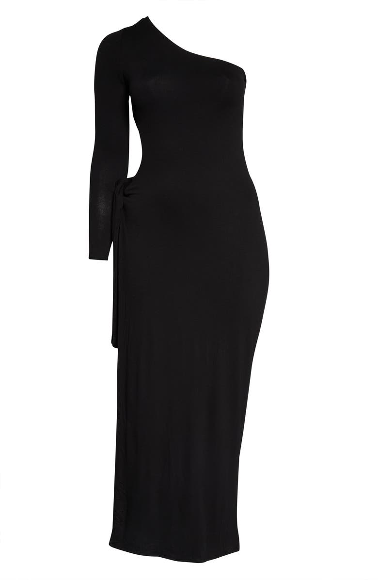 Naked Wardrobe One-Shoulder Side Cutout & Slit Maxi Dress, Alternate, color,