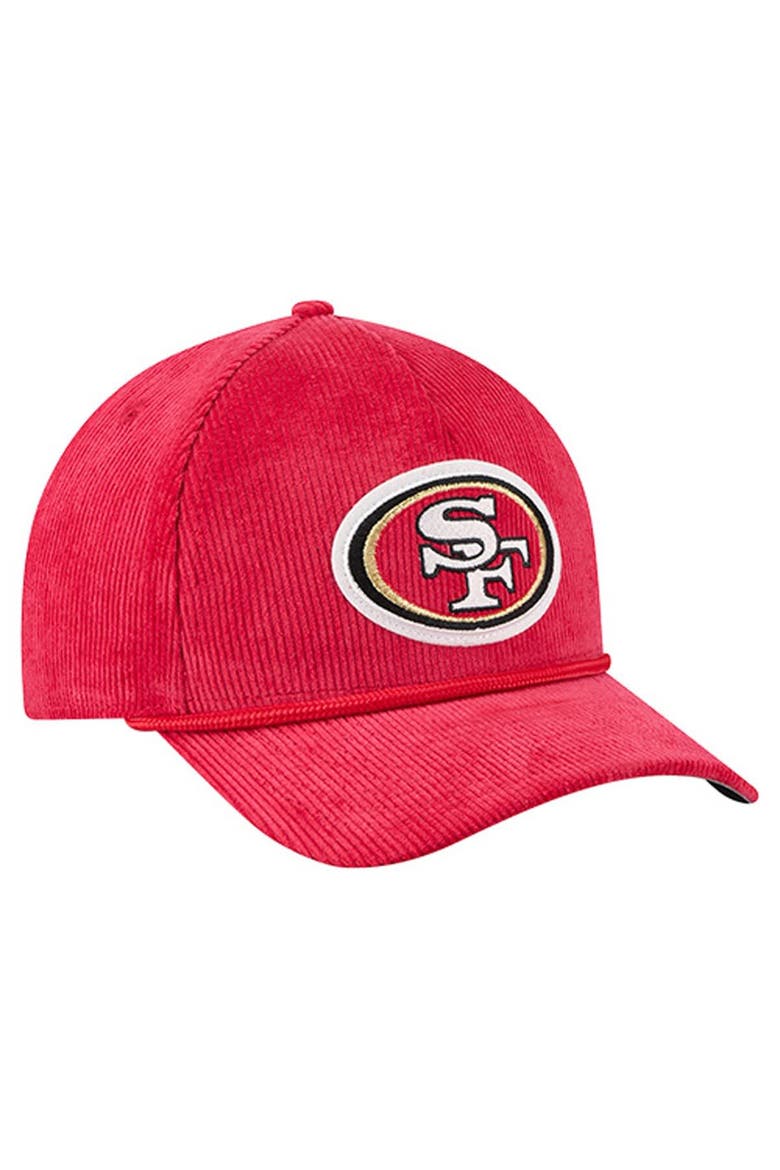 Men's New Era Scarlet San Francisco 49ers Cord Corduroy 9FORTY A-Frame Adjustable Hat, Alternate, color, Scarlet