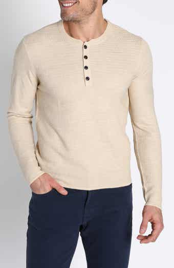 JACHS Mixed Waffle Stitch Henley Sweater