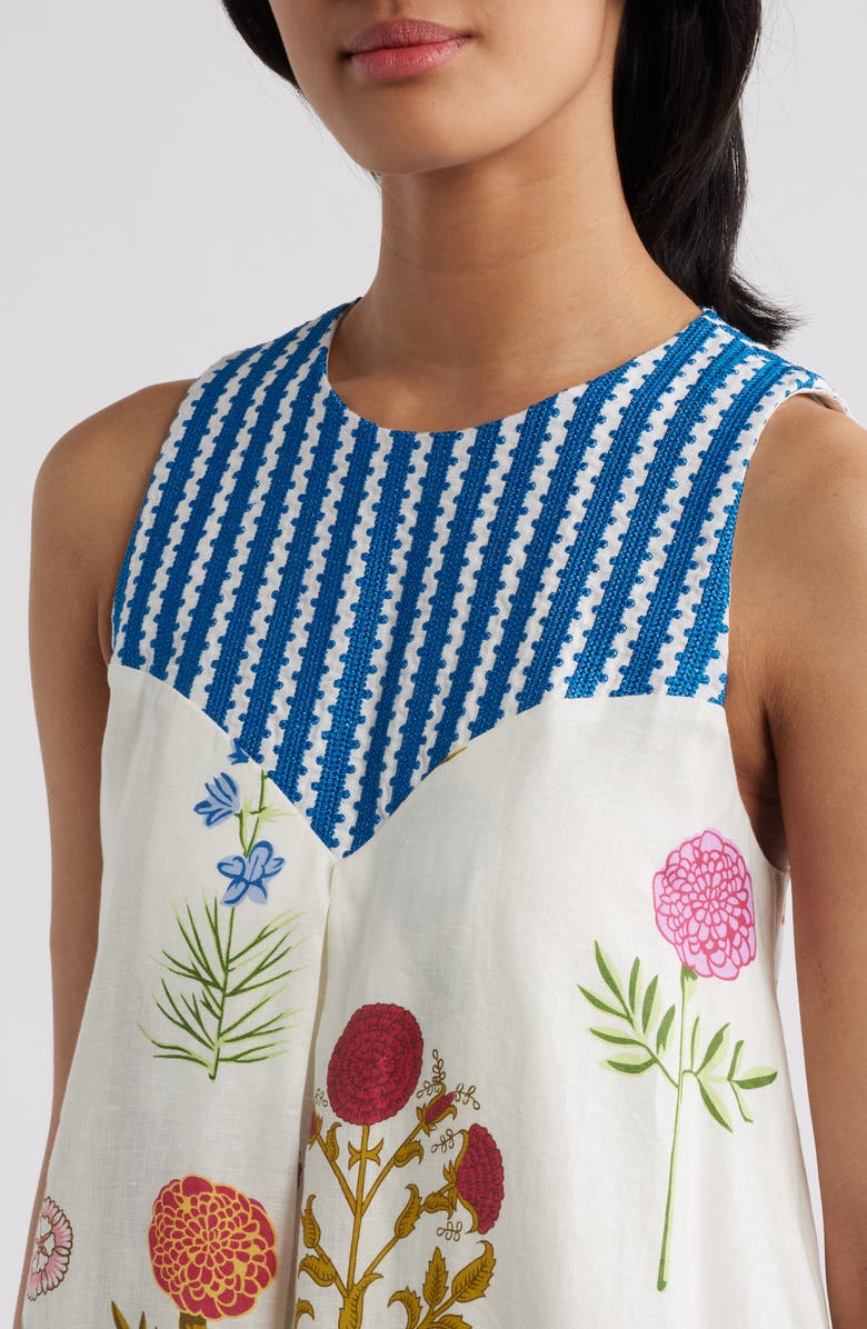 Elie Tahari The Eleanor Sleeveless Linen Maxi Dress, Alternate, color, Multi Floral