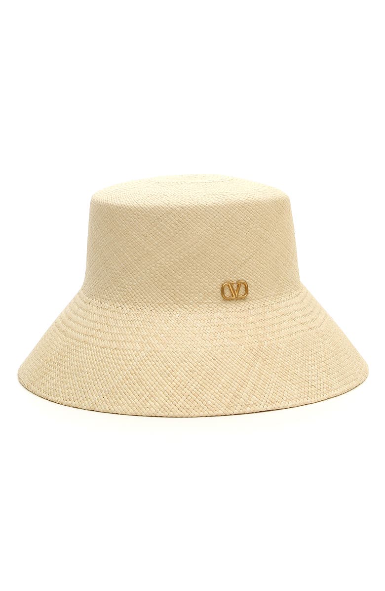 Valentino Garavani Valentino Straw Bucket Hat, Main, color, 