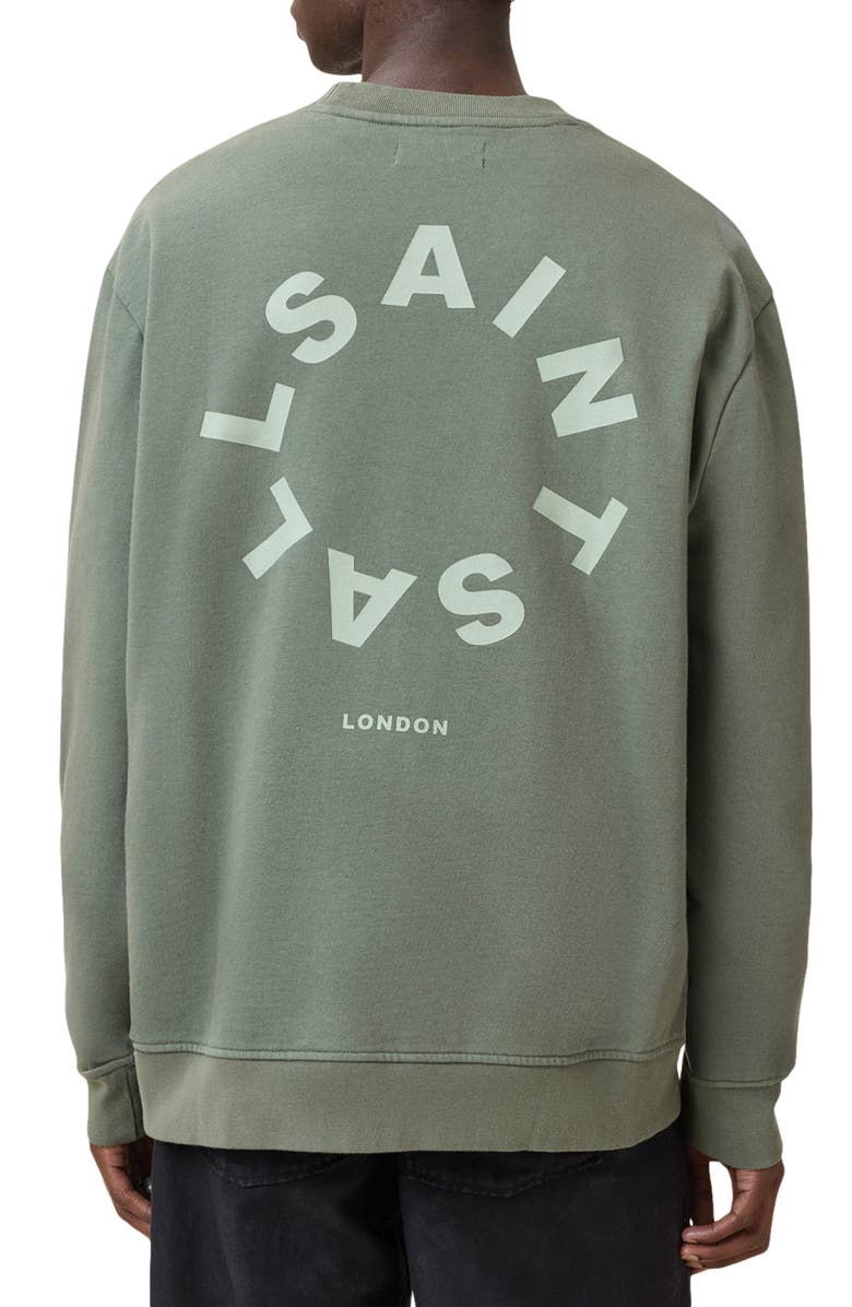 AllSaints Tierra Crewneck Graphic Sweatshirt, Alternate, color, Island Green