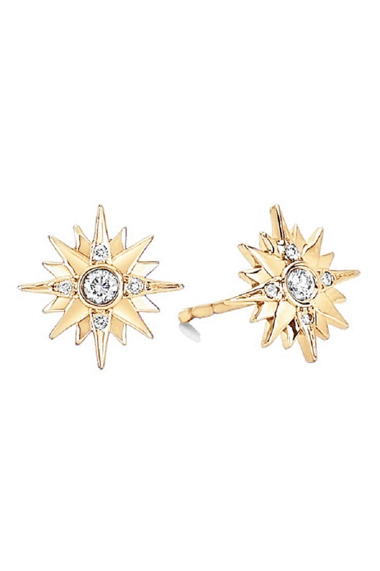 Starburst Diamond Stud Earrings, Main, color, 18K YG