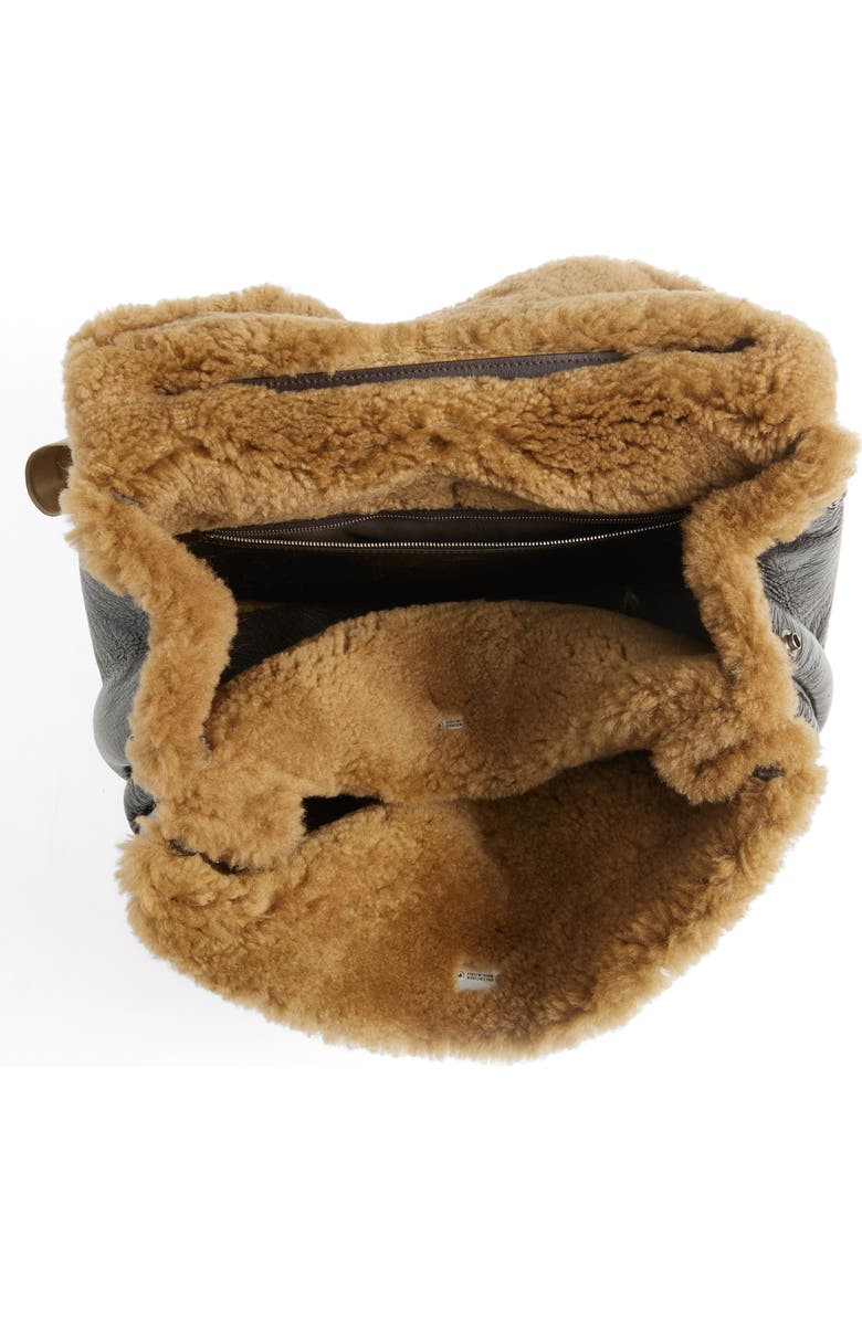 Balenciaga Medium Rodeo Aviator Genuine Shearling Trim Leather Shoulder Bag, Alternate, color, 2164 Brown/ Beige