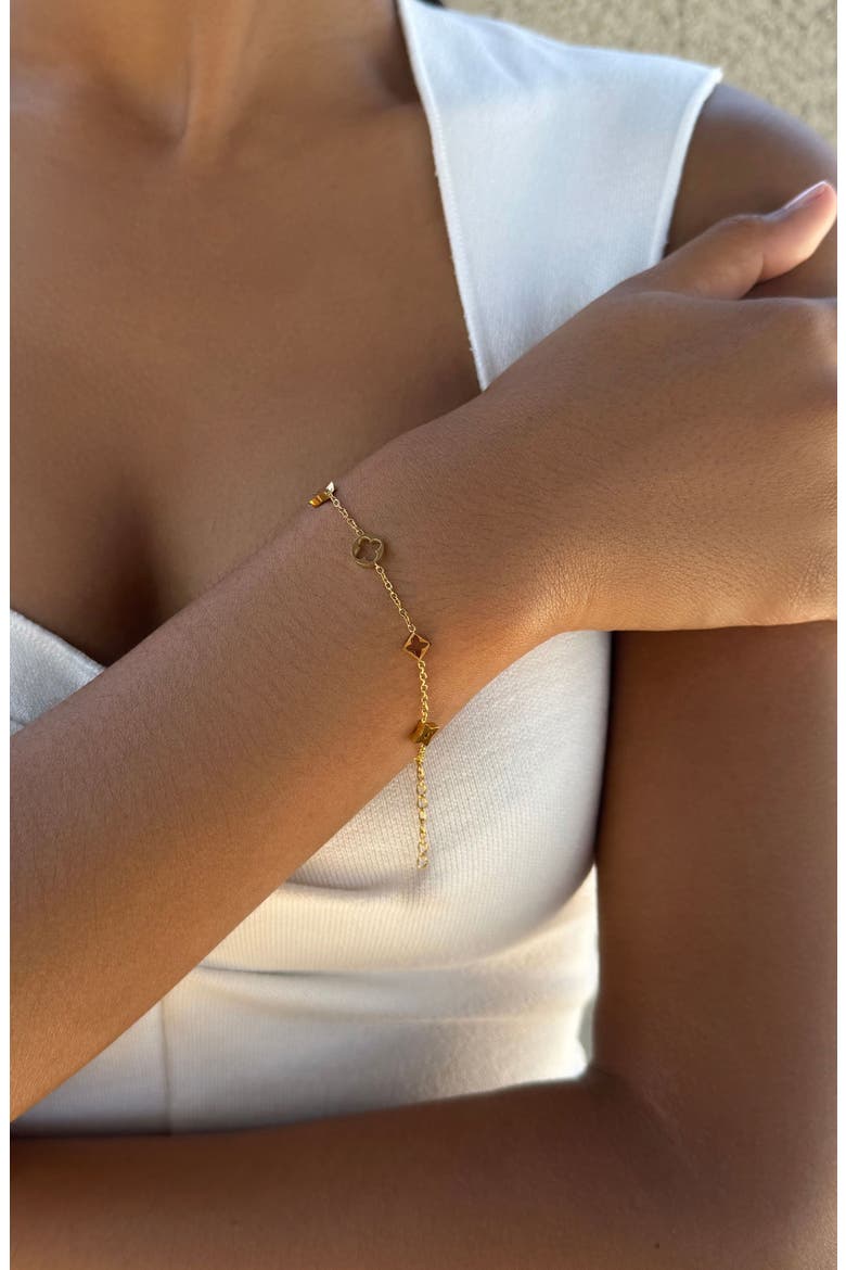 Clover Charm Station Bracelet, Alternate, color, GOLD