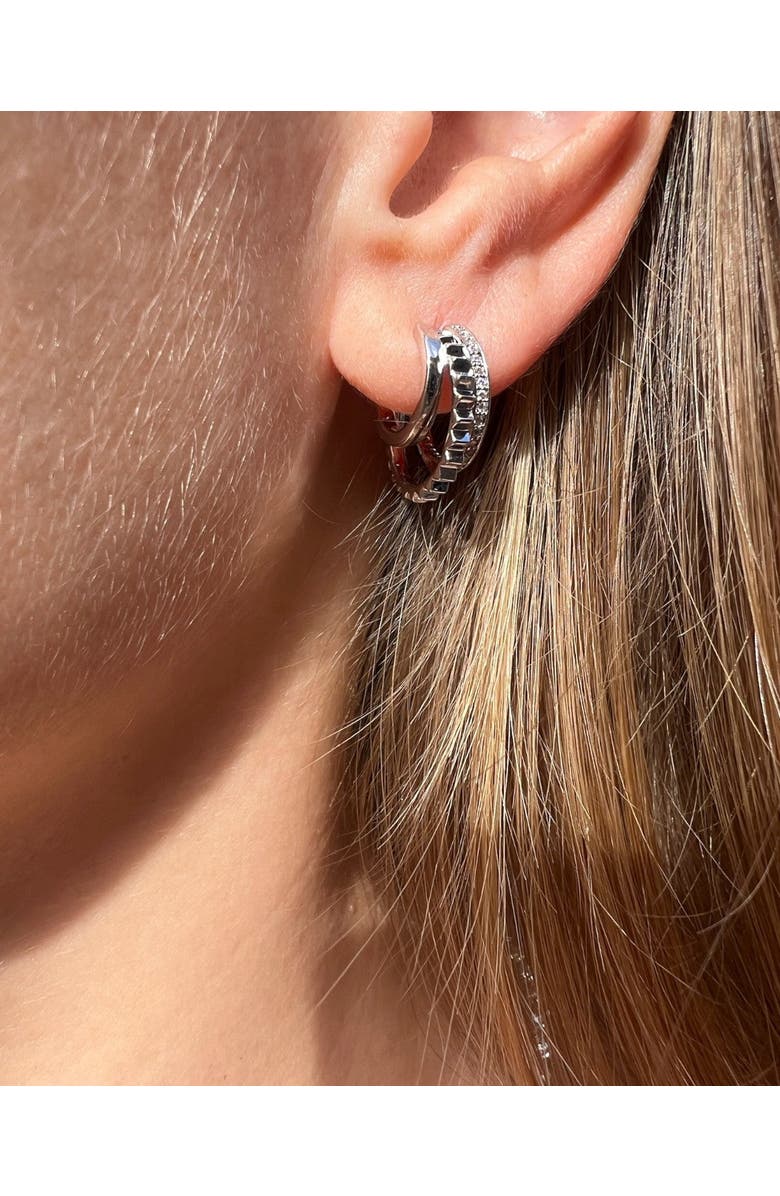 NATIVE GEM Triple Threat Huggie Hoop Earrings, Alternate, color, Silver