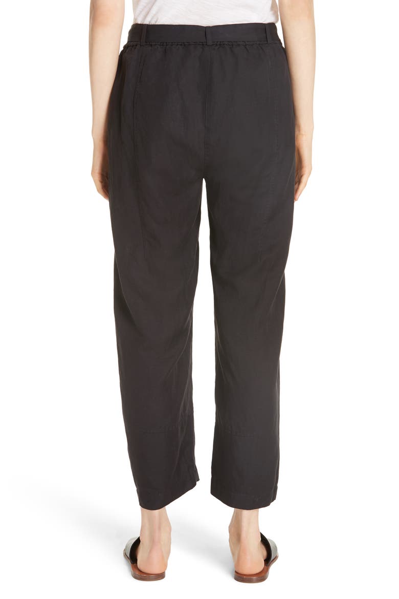 Lantern Twill Ankle Pants, Alternate, color, BLACK