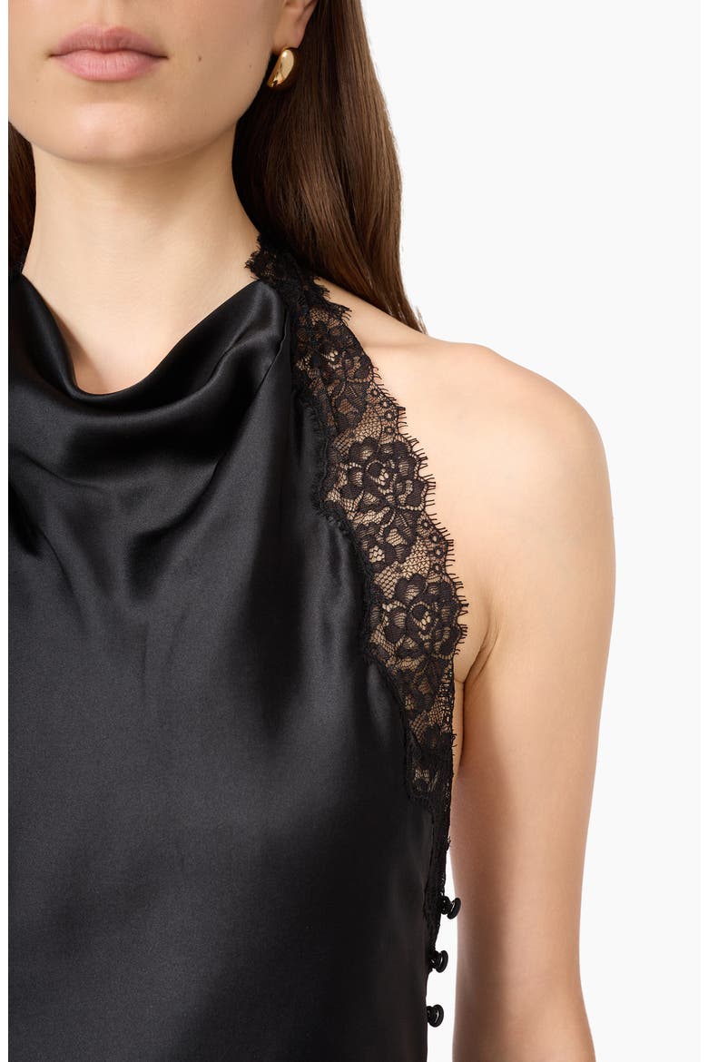 Lucille Lace Trim Silk Top, Alternate, color, BLACK