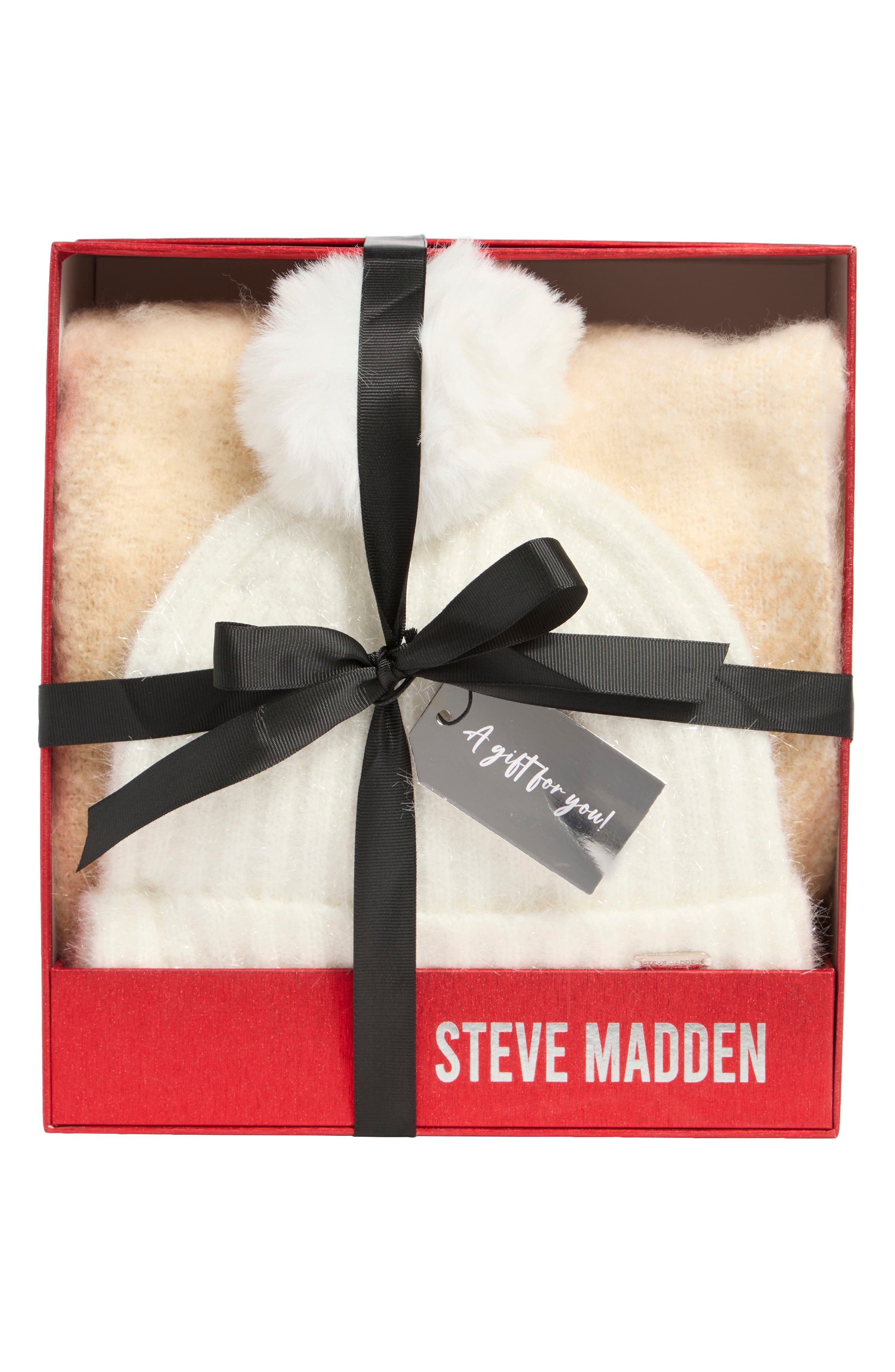 Steve Madden Fleece Scarf & Shimmer Beanie Gift Set