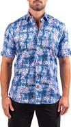 Maceoo Galileo Resistance0330 Blue Short Sleeve Cotton Button-Up Shirt