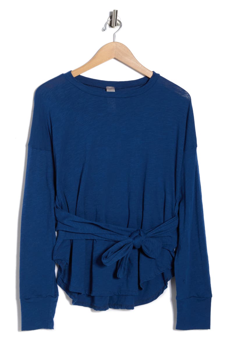 Faux Tie Wrap Sweater, Alternate, color, LYONS BLUE SLUB