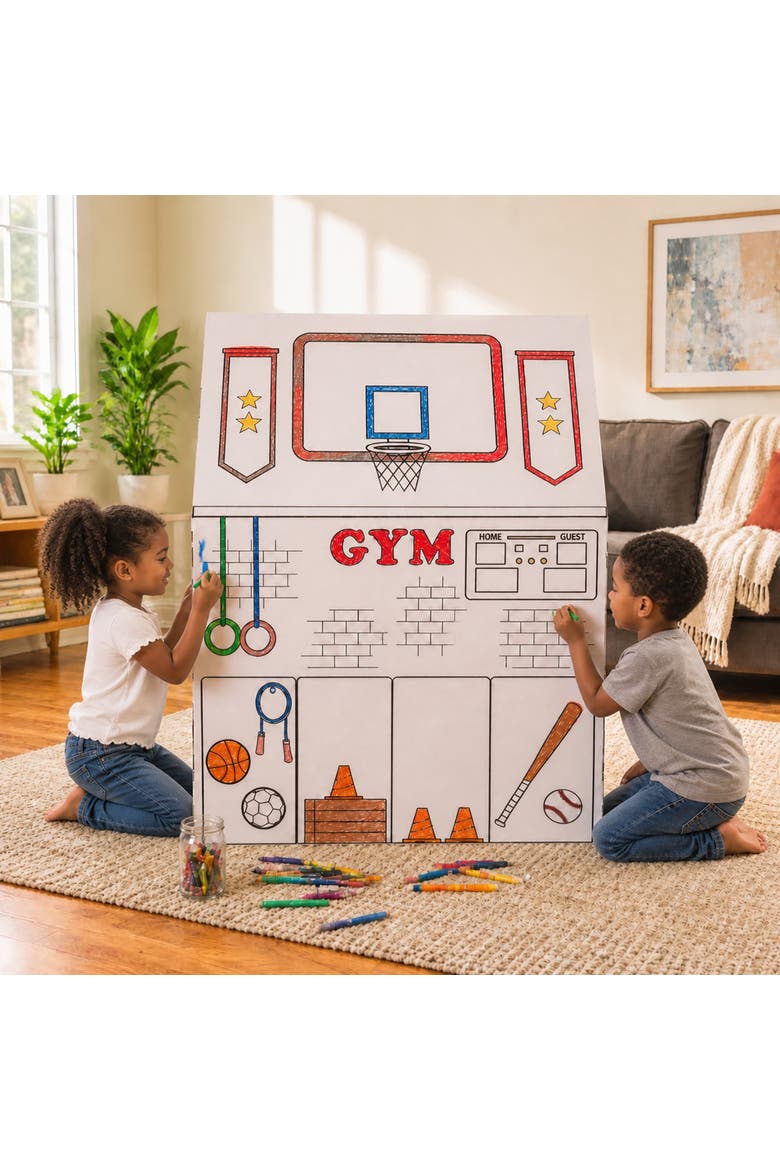 Decorate A Cardboard School Fort DIY Craft, Alternate, color, Multicolored