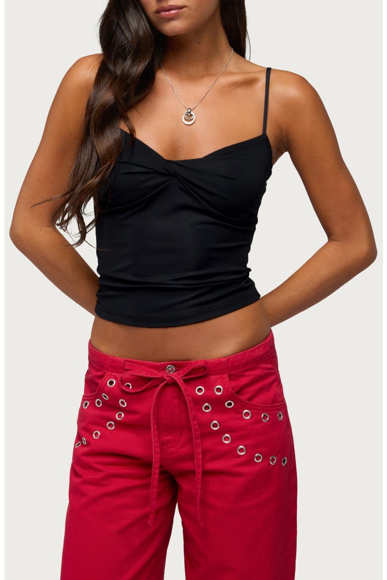 Pyper Twisted Twist Front Camisole, Main, color, BLACK