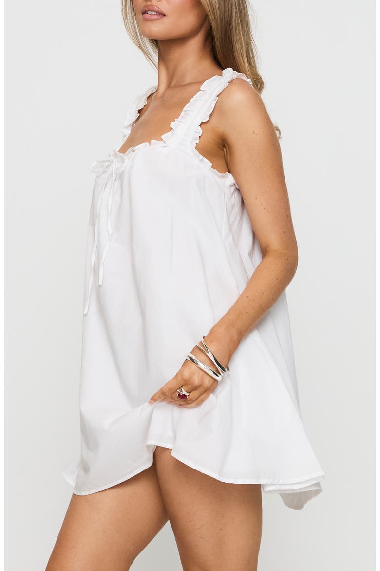 Swing Ruffle Cotton Minidress, Alternate, color, WHITE