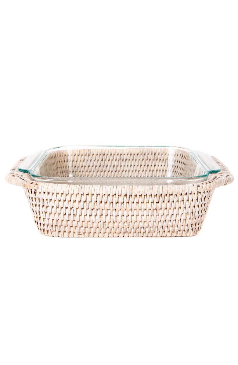 Artifacts Trading Company<sup>™</sup> Artifacts Rattan Square Baker Basket, with Pyrex, Alternate, color, White Wash